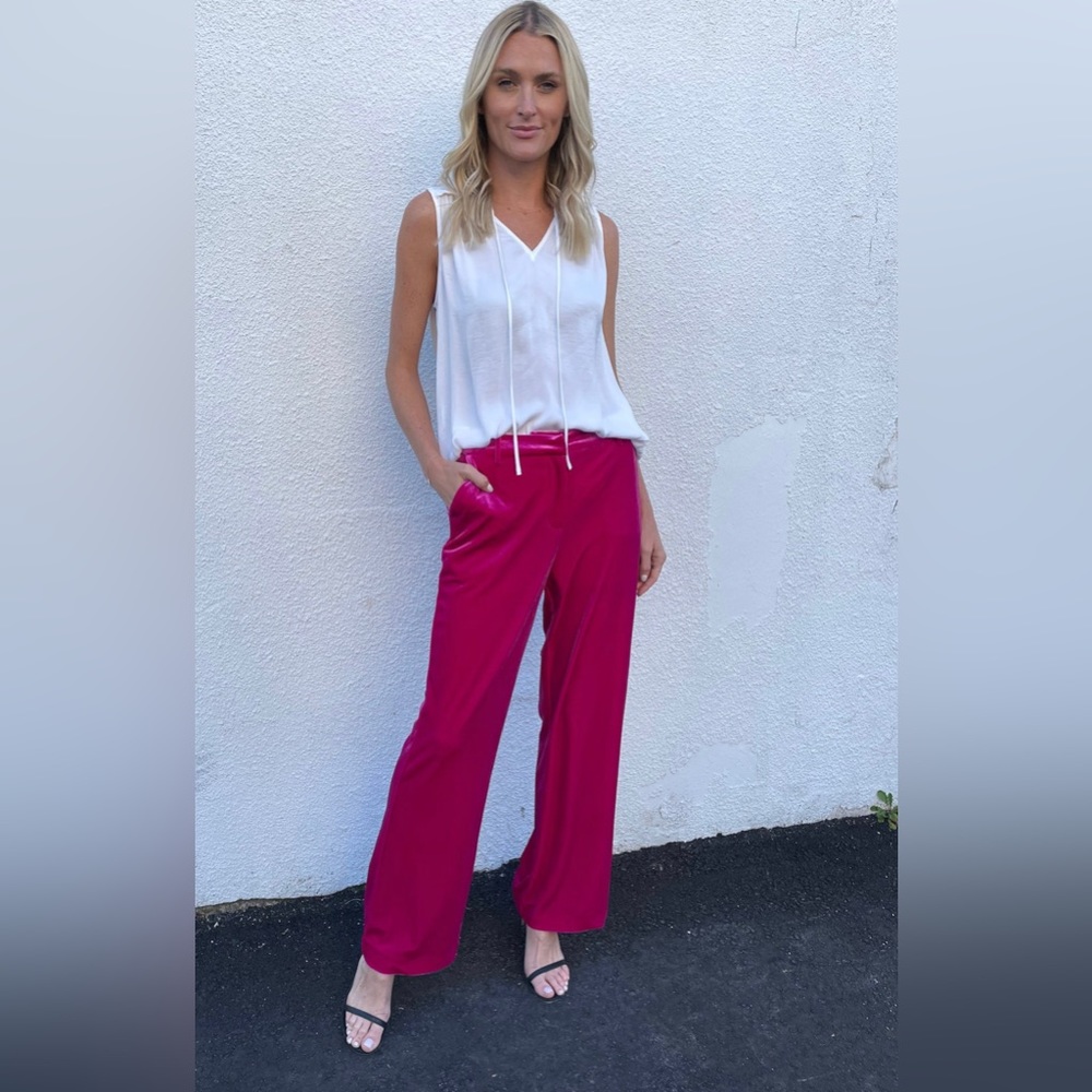 SIX/FIFTY Adeline Velour Pant in Raspberry Pink Medium New with Tag NWT